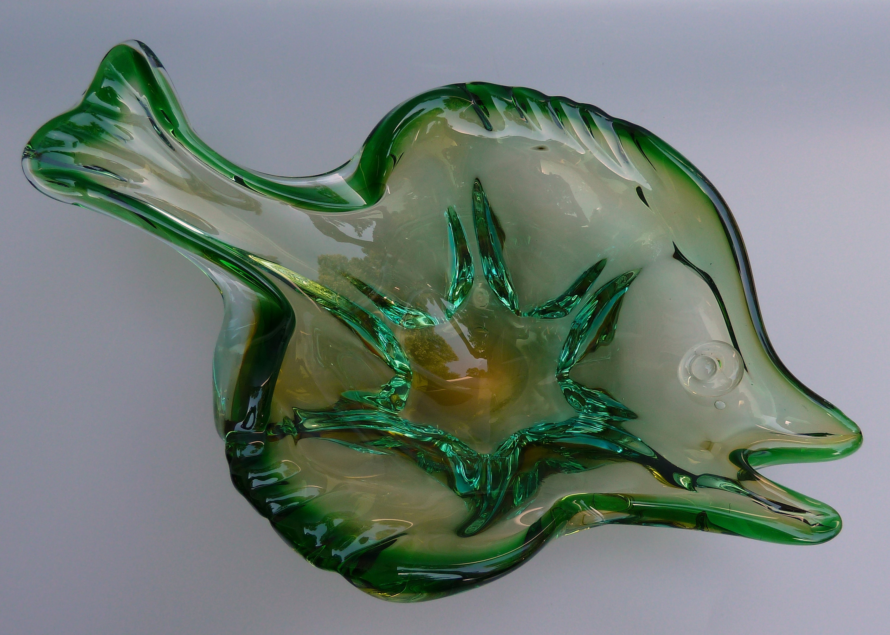 Green Murano Glass Fish Bowl Vintage Murano Fish BowlUnique Etsy