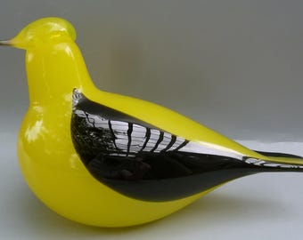 Oiva Toikka Flycatcher (sieppo) Art Glass Bird Rain With Red Beak