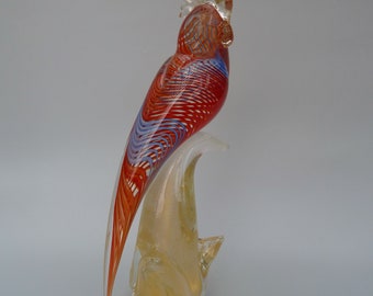Formia Murano Glass Bird Sculpture, Murano Exotic Bird,Murano Parrot Figurine,Murano Bird Sculpture,Formia Birds of The World, Formia Parrot