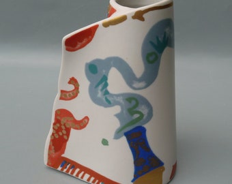 Gilbert Portanier Ceramic Vase, Rosenthal Studio Linie Portanier Le Midi Vase, 20th Century Pottery, Hand Painted, Rosenthal Designer Series