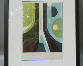 Clare Romano Ross Woodcut Print, John Ross Alcudia Morning Collagraph Print, 20th Century Modernist Abstract Print With Bible Verse Job 38:7