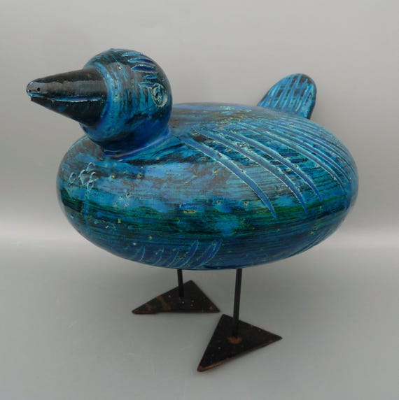 Bitossi Rimini Blue Bird Figurine, Aldo Londi Duck Figurine