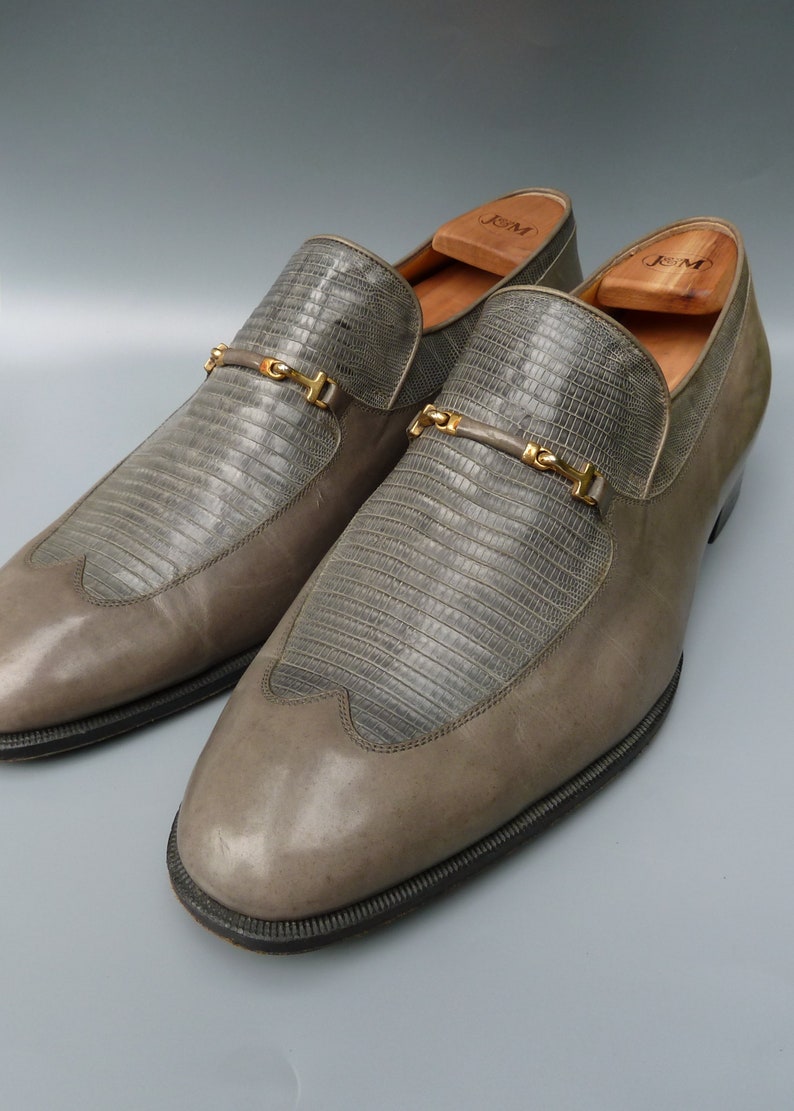 Vintage Bally Loafers, Bally Mens Size 12 Loafer, Bally Dress Shoes, Gray Loafer, Lizard Skin Loafer, Bally Gray, Gift for Him Bally Shoes Switzerland 1946 | Fashion Ads | Shoe