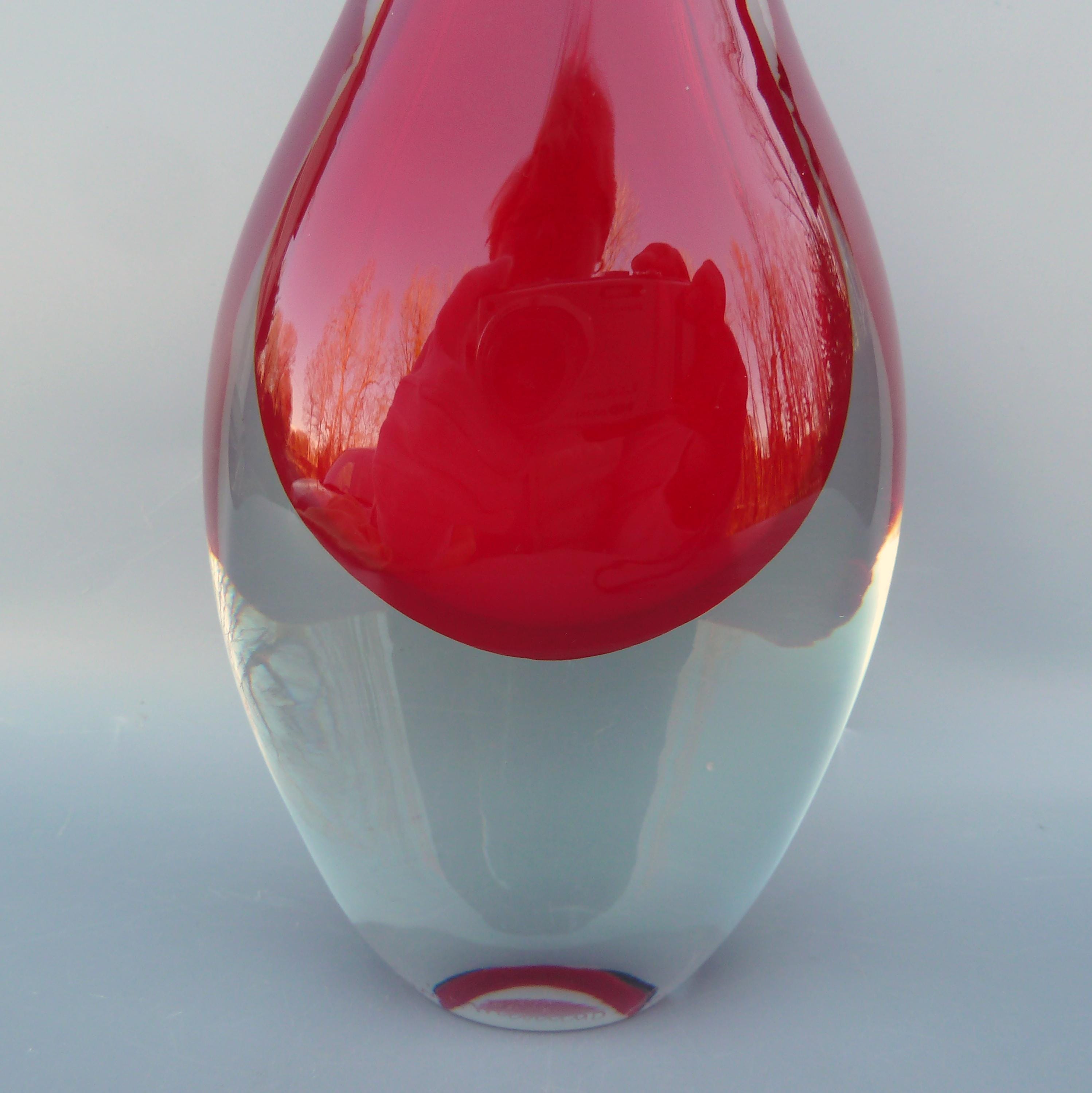 未使用！BARBINI　MURANO　ヴィンテージ　ベネチアンガラス　小物入　赤 Vintage Signed Barbini Murano for Oggetti Sommerso Glass Bud Vase