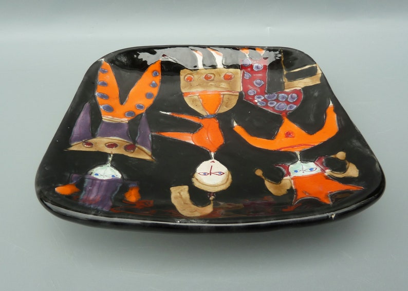 Elio Schiavon Ceramic Wall Plate, Elio Schiavon Pottery, Schiavon Character Plate, Midcentury Italian Ceramic Wall Art,Italian Pottery Plate image 6