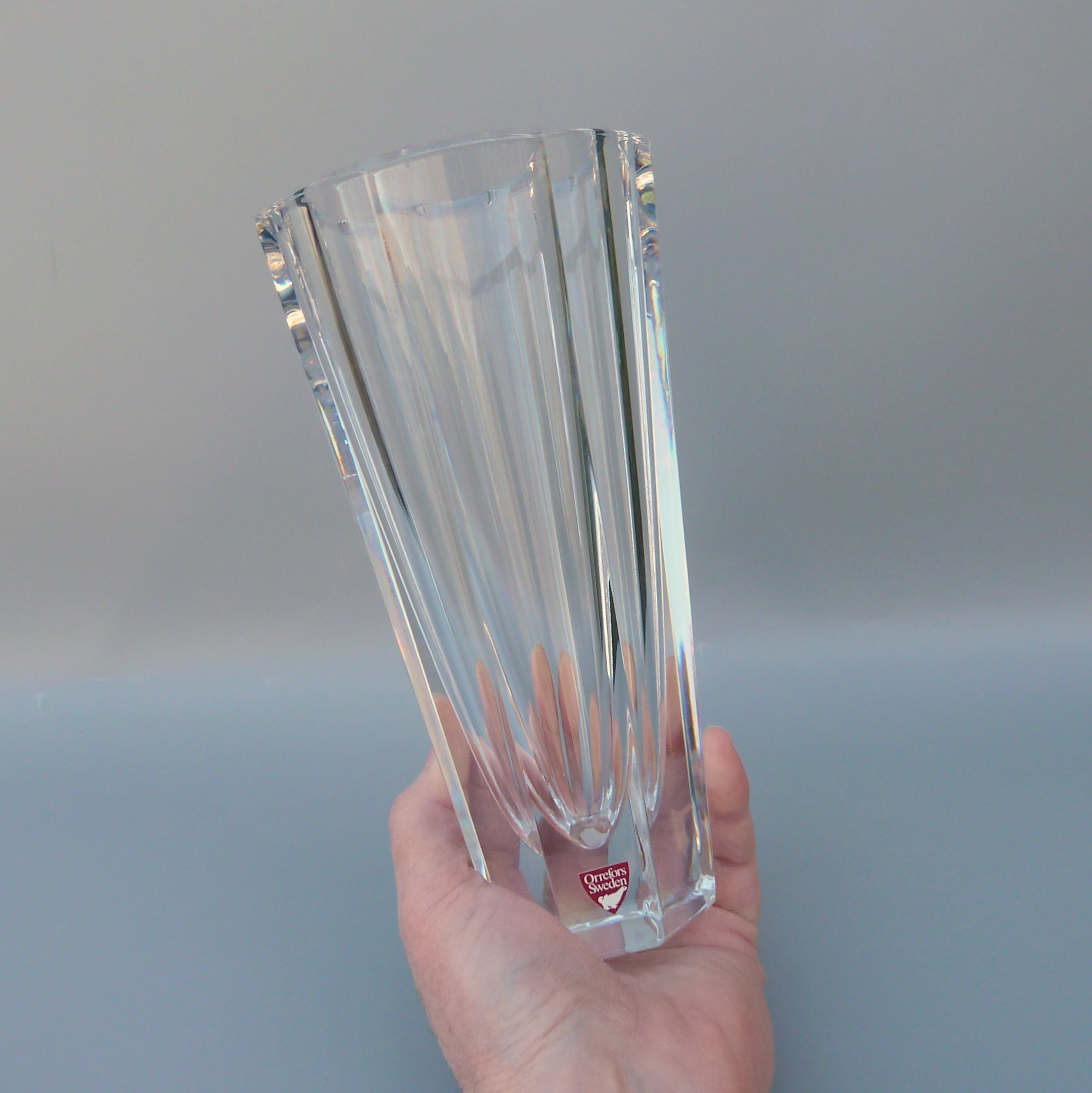 Vintage Orrefors Faceted Crystal Flower Vase EL 4808, Erika