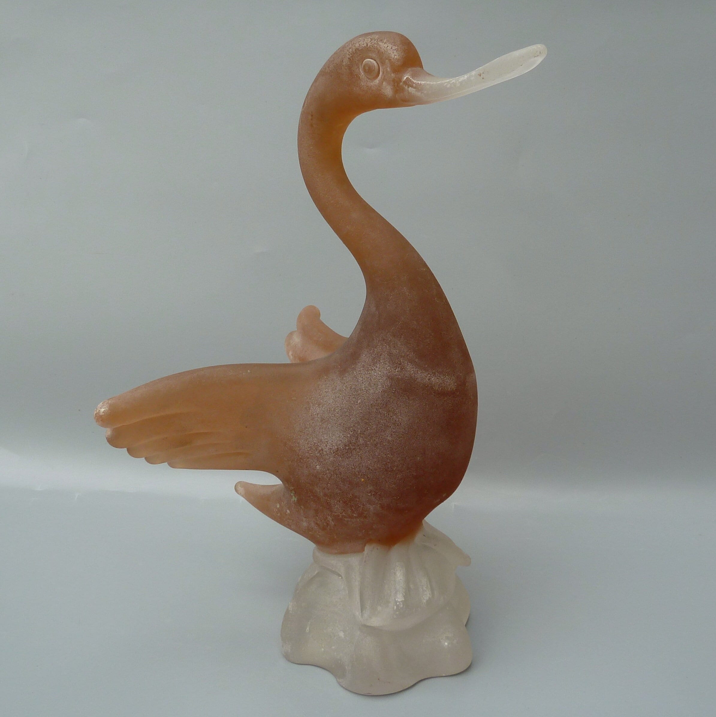 Gino Cenedese Scavo Duck Figurine, Cenedese Murano Coroso Glass