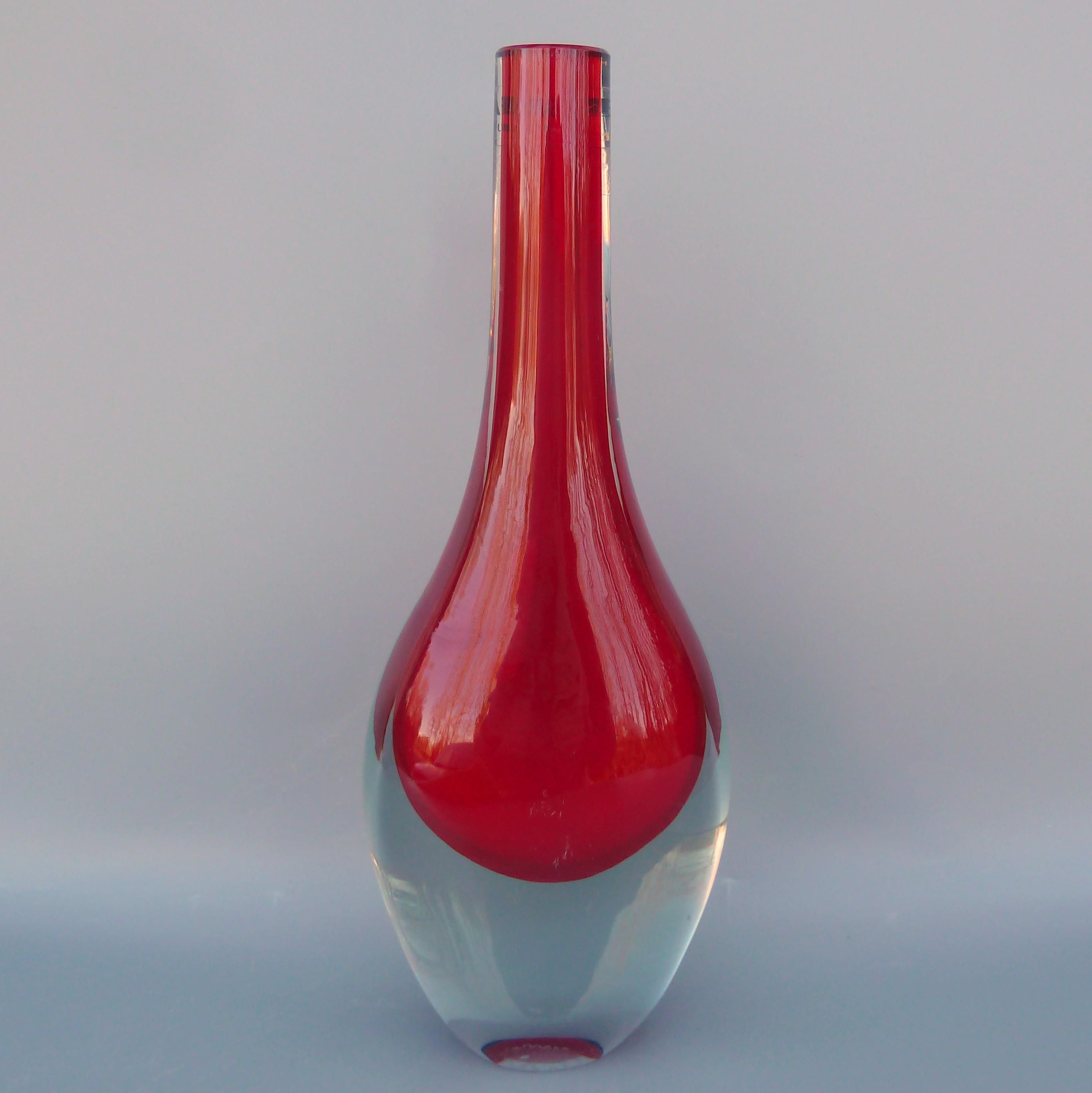 Vintage Signed Barbini Murano for Oggetti Sommerso Glass Bud Vase