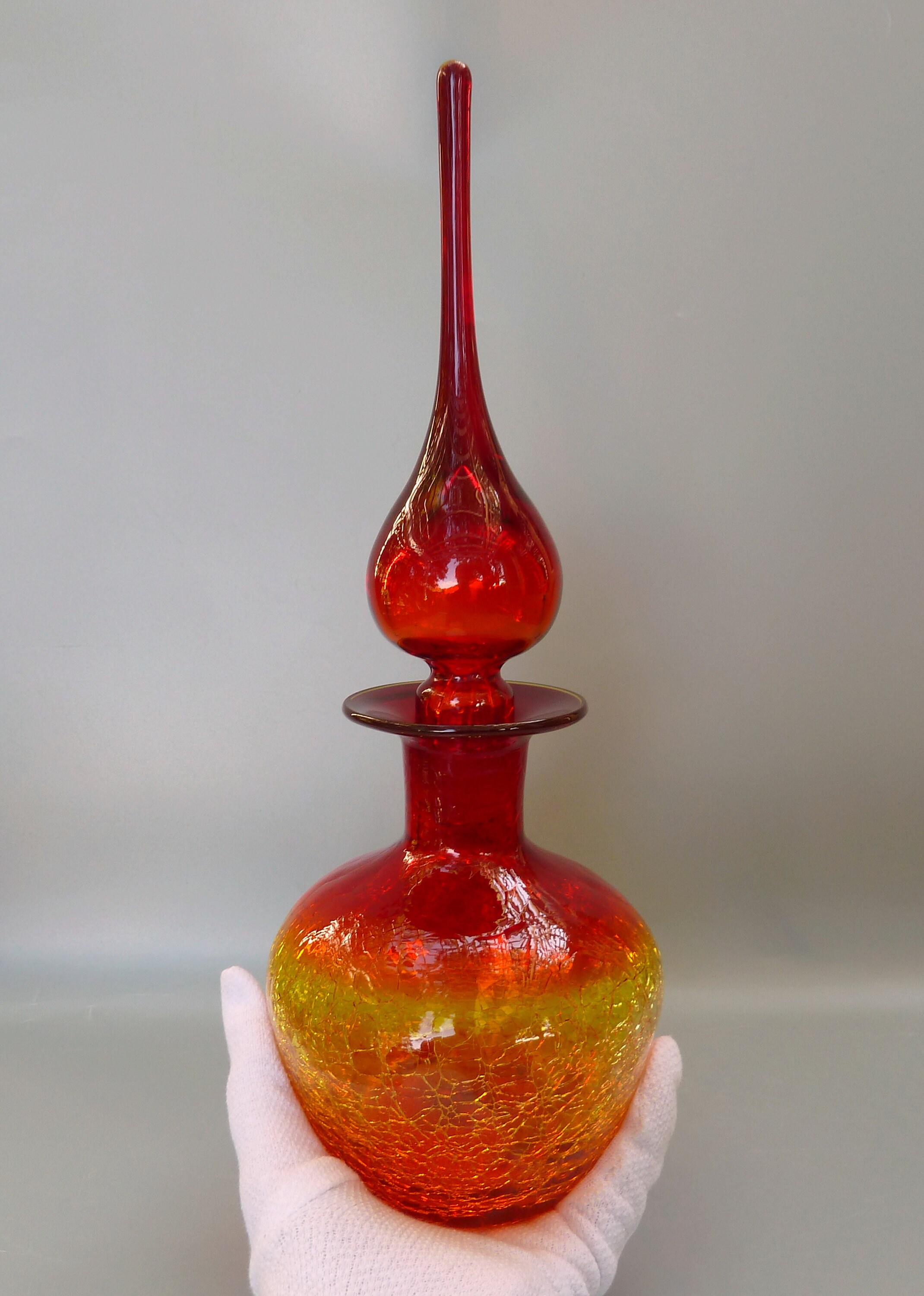 Rainbow Art Glass Decanter,blenko Style Teardrop Decanter