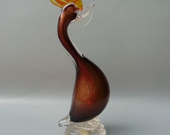 Murano Glass Rooster Figurine, Murano Cockerel Figurine,Murano Blown Glass Bird Sculpture,Seguso Polveri Glass Bird,Murano Rooster Sculpture