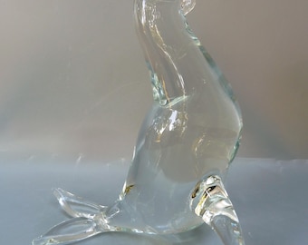 Vintage Murano Italy Zanetti Licio Seal Sea Lion Clear Art Glass