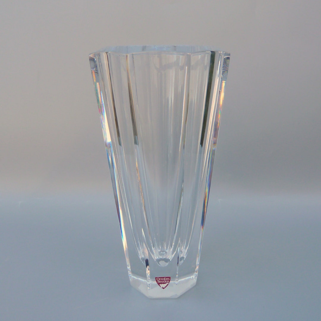 Vintage Orrefors Faceted Crystal Flower Vase EL 4808, Erika