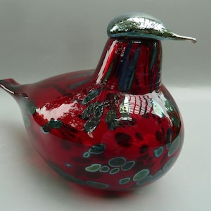 Oiva Toikka Ruby Glass Bird Sculpture,Iittala Toikka Ruby Bird Rubiinilintu,Toikka For Iittala Glass Bird,Signed O Toikka Nuutajärvi Finland