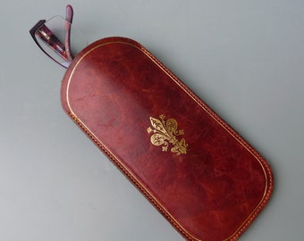 FP Pelletterie Galileo Lily Leather Eyeglasses Case, Italian Gilt Leather Case, Fleur De Lis,Florentine Leather,Italian Tooled Leather Pouch