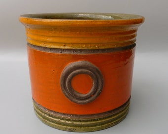 Bitossi Ceramic Planter Pot, Bitossi Pottery Pot, Orange Bitossi Cachepot,Bitossi for Rosenthal Netter, Aldo Londi,Midcentury Modern Pottery