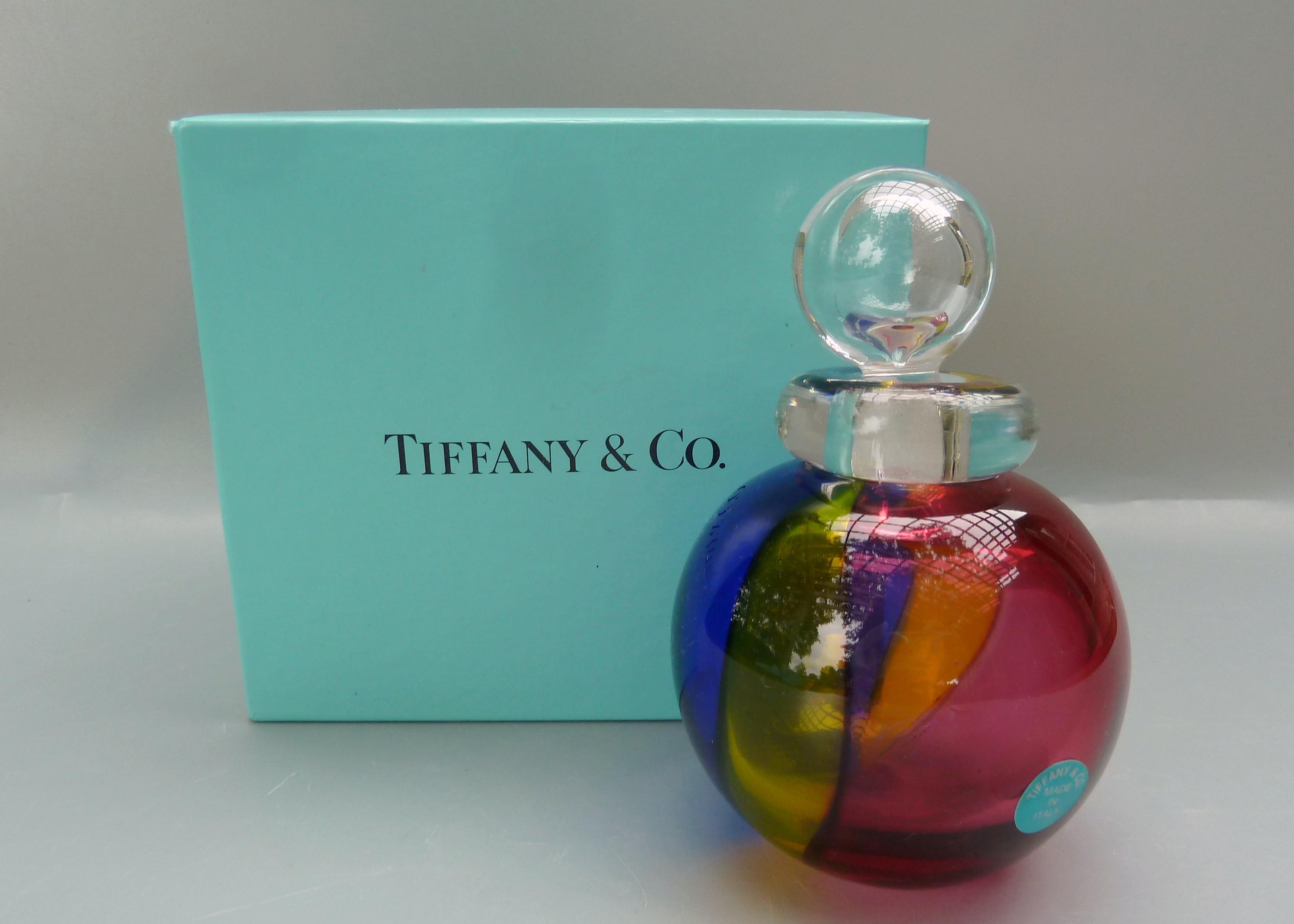 Archimede Seguso for Tiffany Murano Glass Rainbow Perfume Bottle