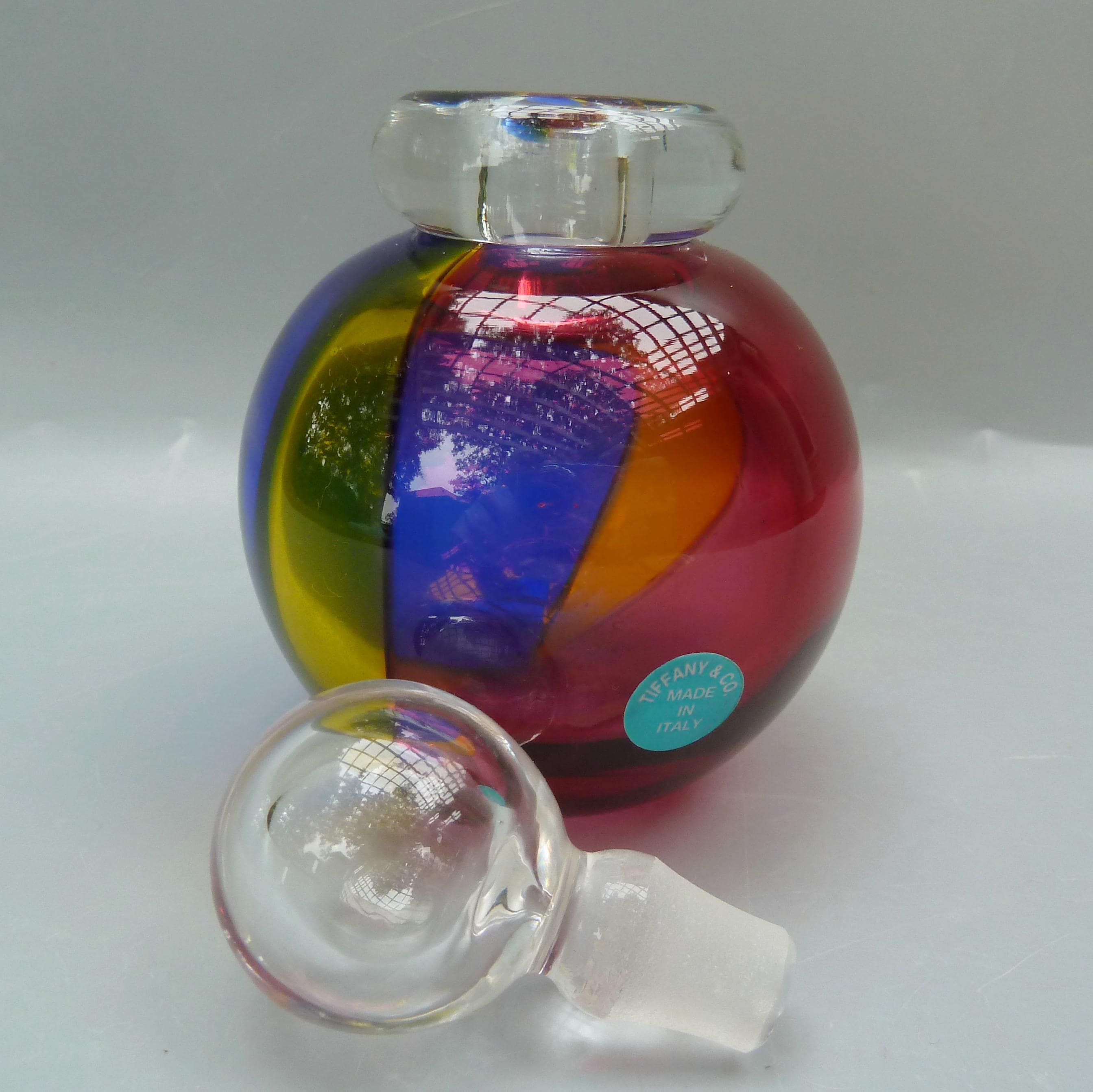 Archimede Seguso for Tiffany Murano Glass Rainbow Perfume Bottle