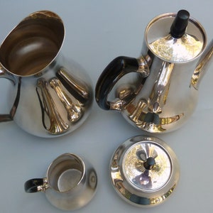 Cohr Denmark Silver Plate Tea Set, Hans Peter Jacobsen Tea Service,Danish Modern Coffee Service, Danish Silver,Mid Century Modern Coffee Set image 3