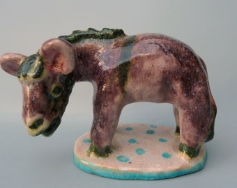 Guido Gambone Ceramic Donkey Figurine, Gambone Pottery Donkey, Midcentury Italian Ceramic, Gambone Donkey Sculpture, Rare Gambone Figurine