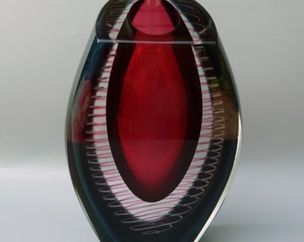 Correia Art Glass Vase, American Studio Art Glass Vase, Murano Style Sommerso Vase, Signed Steven Correia Glass,1999 Limited Edition 131/500