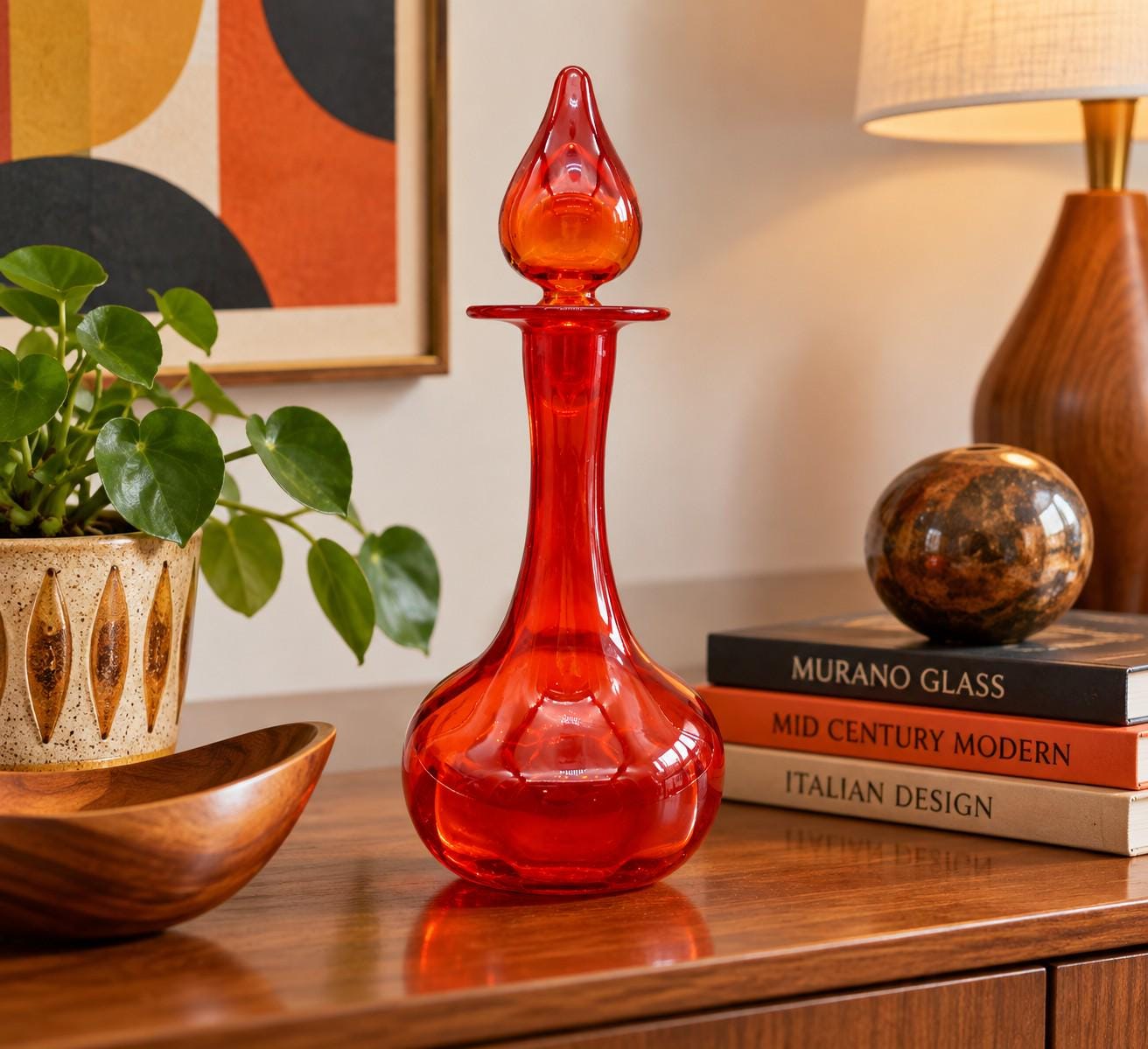 Mid Century Modern Glass Bottle - Etsy