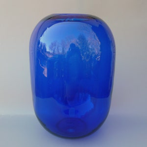 Blenko Glass Vase,Blenko Cobalt Blue Vase,Large Blenko Glass Pill Vase,Don Shepherd,American Art Glass, Cobalt Blenko 8016L, Blenko Handmade