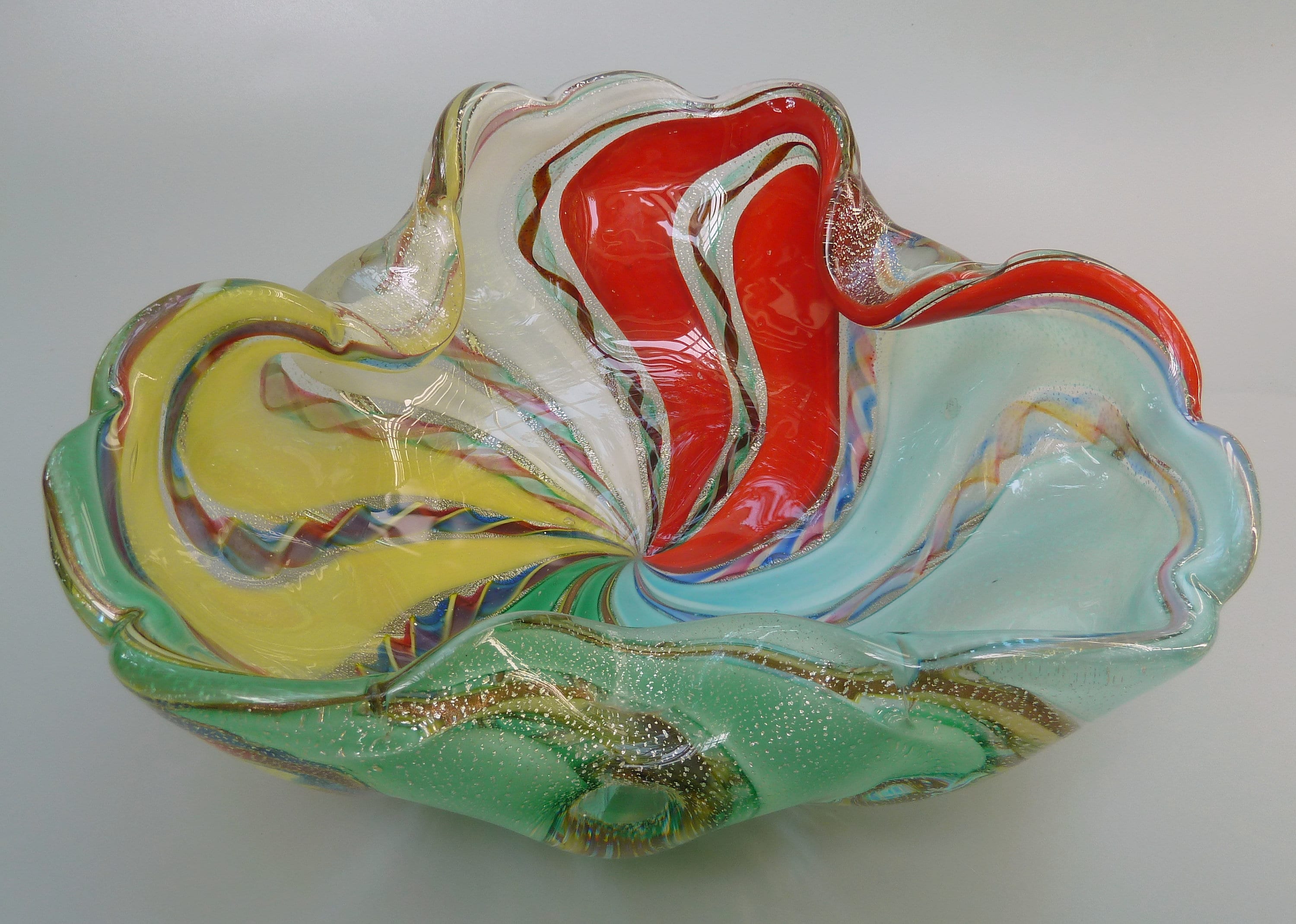 AVEM Murano Art Glass, Murano Zanfirico Glass Bowl, Dino Martens