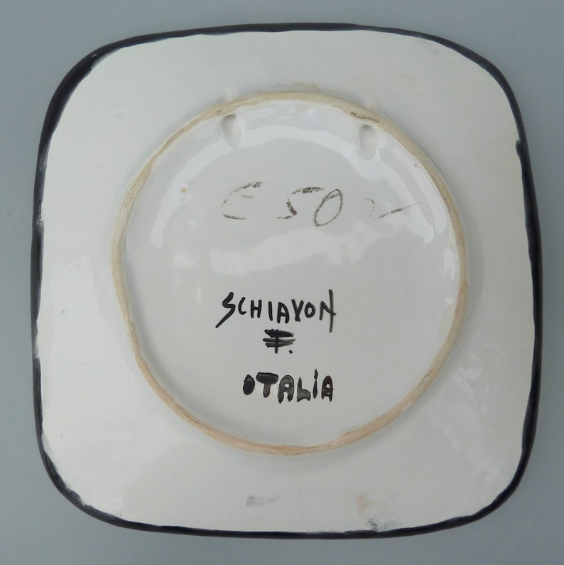 Elio Schiavon Ceramic Wall Plate, Elio Schiavon Pottery, Schiavon Character Plate, Midcentury Italian Ceramic Wall Art,Italian Pottery Plate image 8