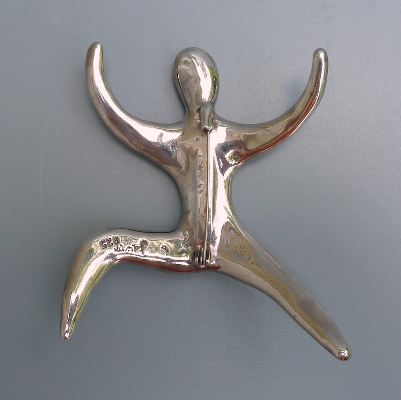 Vintage Modernist Silver Pin Danish Modernist Sterling Brooch Sterling Climbing Man Pin Gift For Her Georg Jensen Style Sterling Brooch