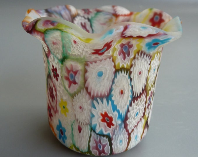 Fratelli Toso Murrine Vase, Murano Millefiori Vase,murano Glass