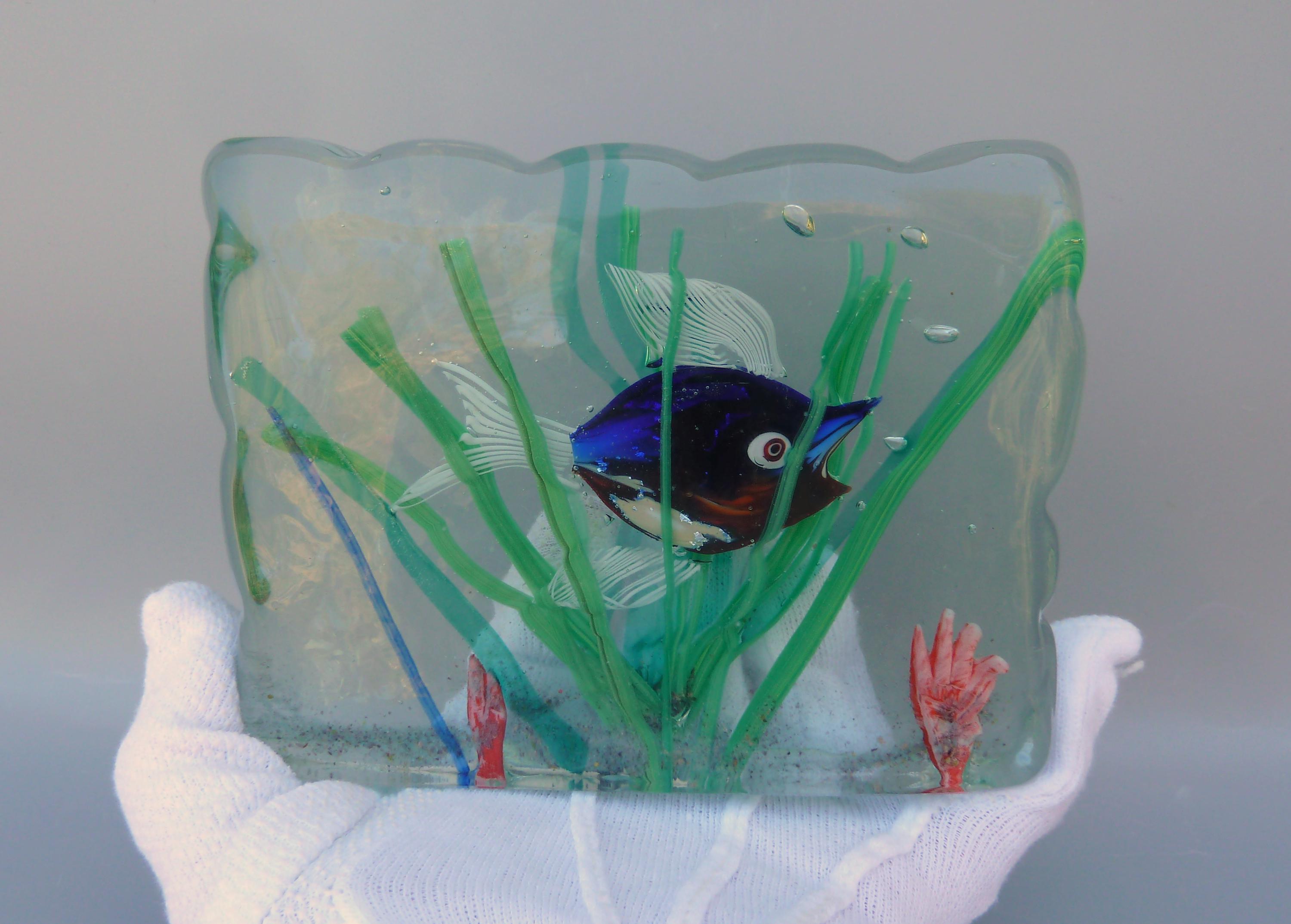 Alfredo Barbini Murano Glass Aquarium Block, Cenedese Aquarium