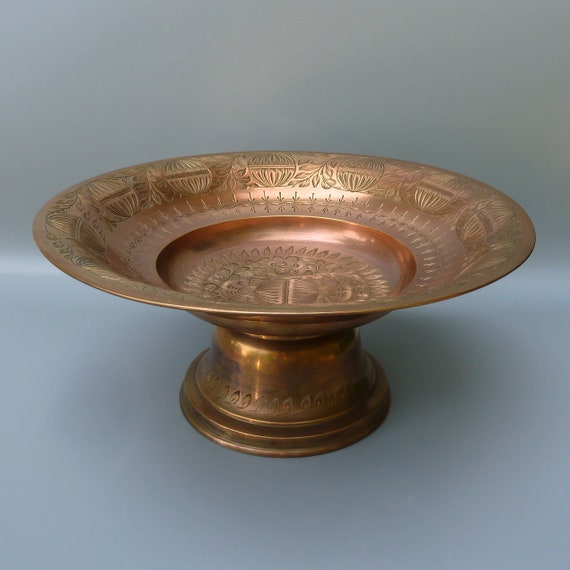 Etched Brass Bowl, Indian Etched Brass Bowl, Brass Etched Compote,hand Etched  Brass Footed Compote,indian Brass Footed Compote,made in India -  Canada