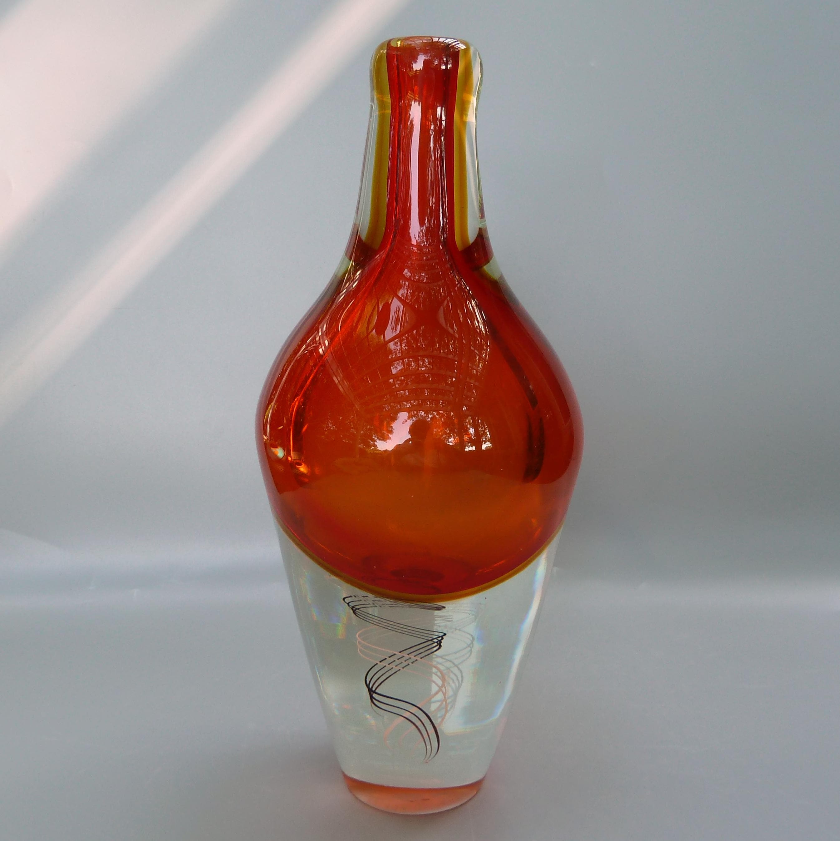 Murano Style Orange Sommerso Glass Vase, Luciano Gaspari Inspired