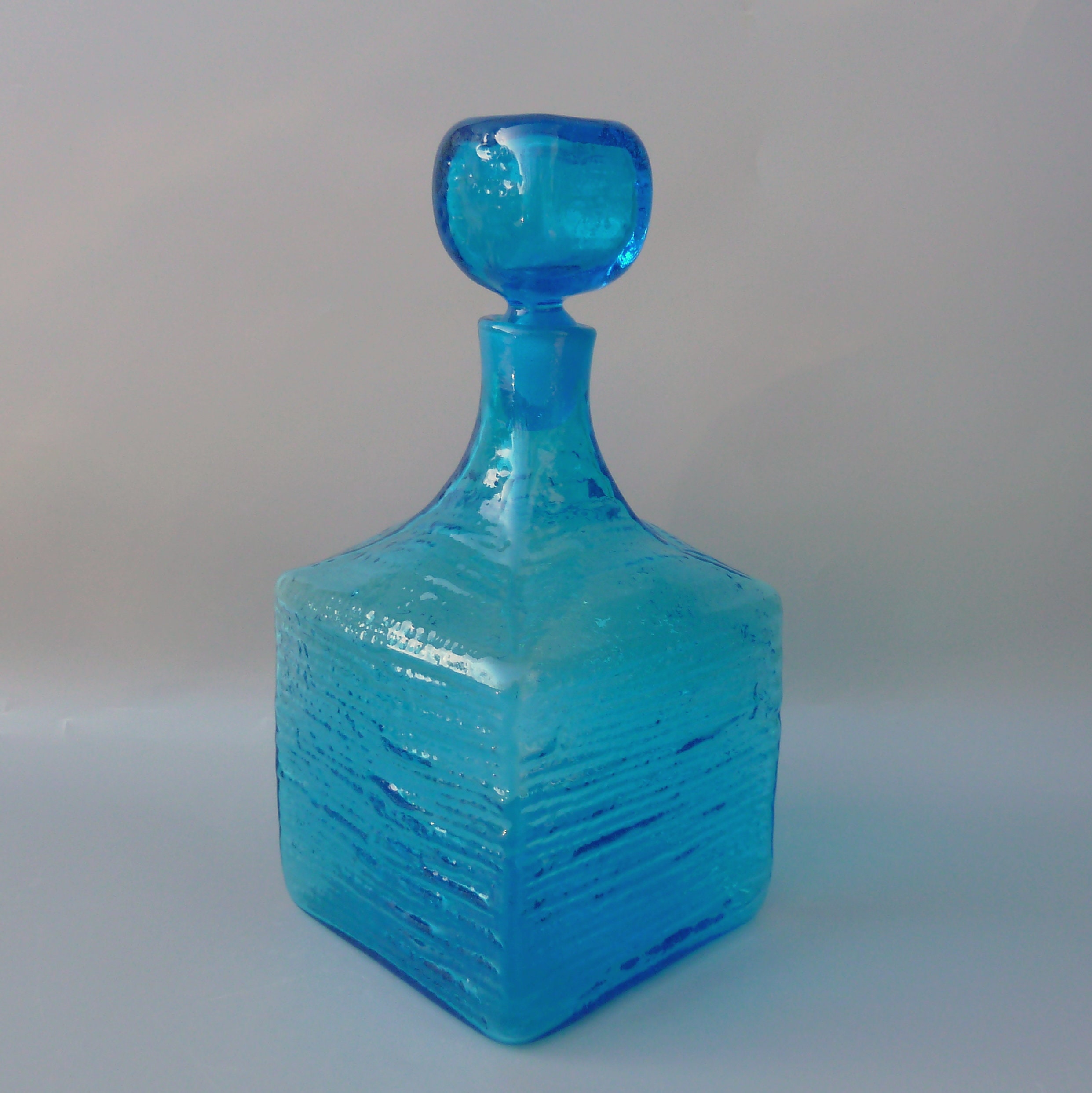 Blenko Glass Decanter 6224L, Blenko Turquoise Decanter
