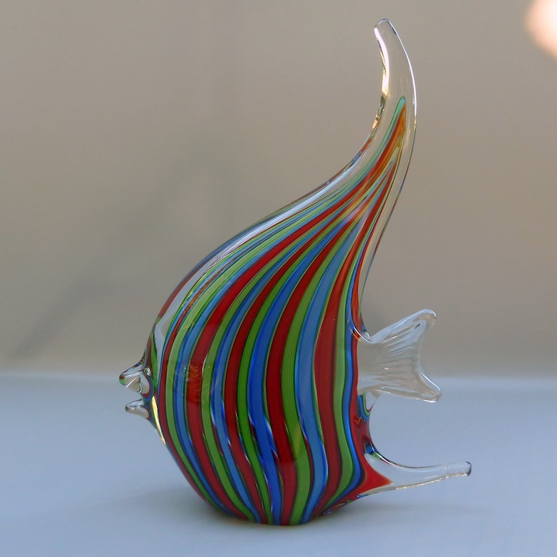 Murano Glass Angel Fish Sculpture Murano Glass Canework Fish Etsy