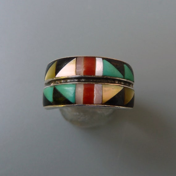 Zuni Andrew Dewa Ring, Zuni Inlaid Stone Ring, Zun