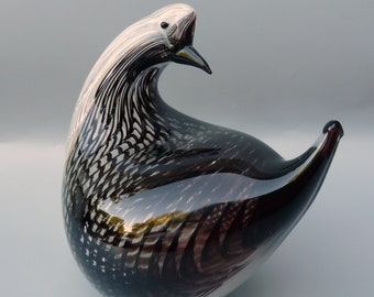 Vintage Franco Valmarana Murano Glass Dove Sculpture Signed, Vetrarti Black & White Filigrana Bird Figurine, Vetro a Reticello Decor