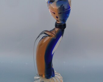 Rossetto Estevan Murano Glass Cat Figurine With Label,estevan