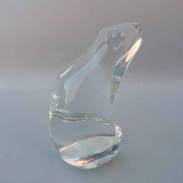 Glass Frog Paperweight, FM Konstglas Frog Sculpture, FM Ronneby Art Glass Frog, Joseph Marcolin Crystal Frog,Swedish Art Glass Frog Figurine