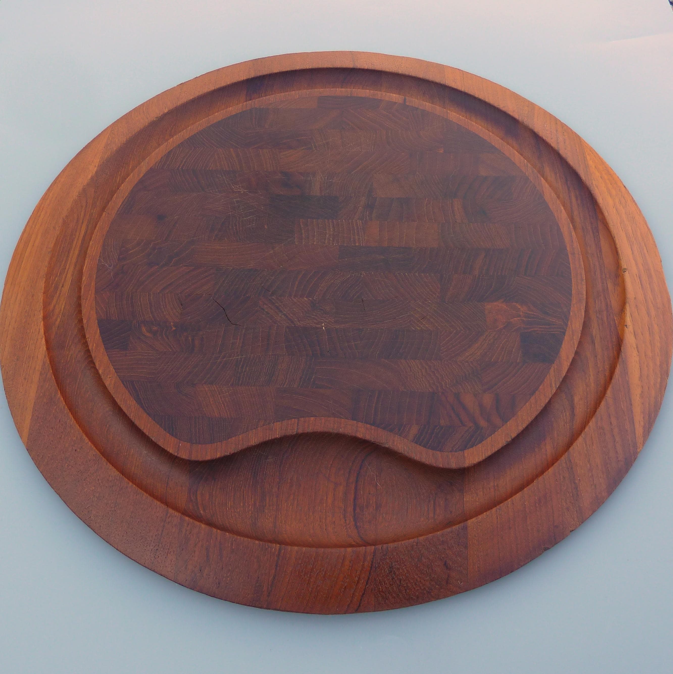 Vintage Dansk Denmark Staved Teak Serving Tray, Midcentury Modern