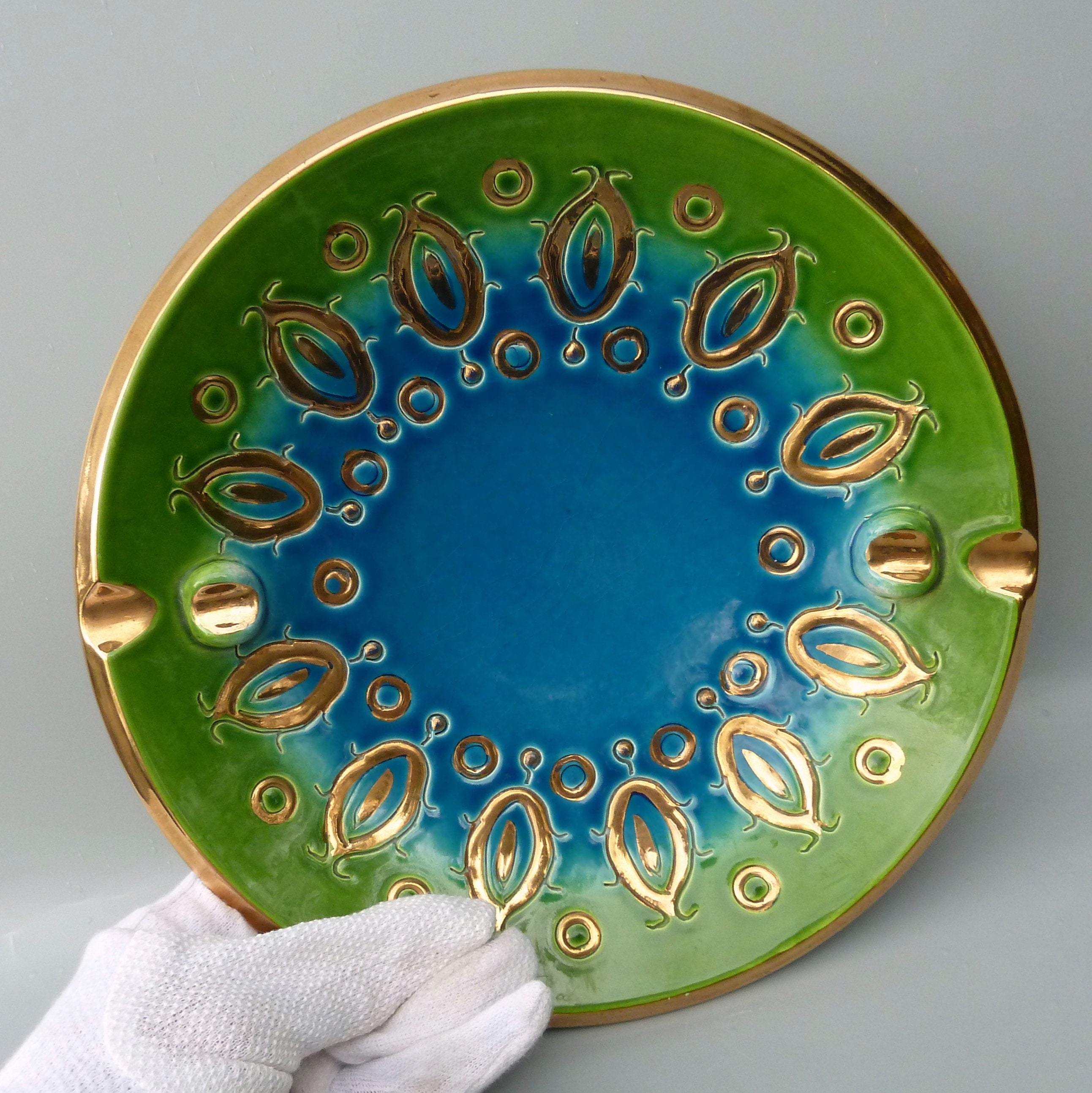 Vintage Bitossi Thai Silk Ceramic Ashtray, Midcentury Modern