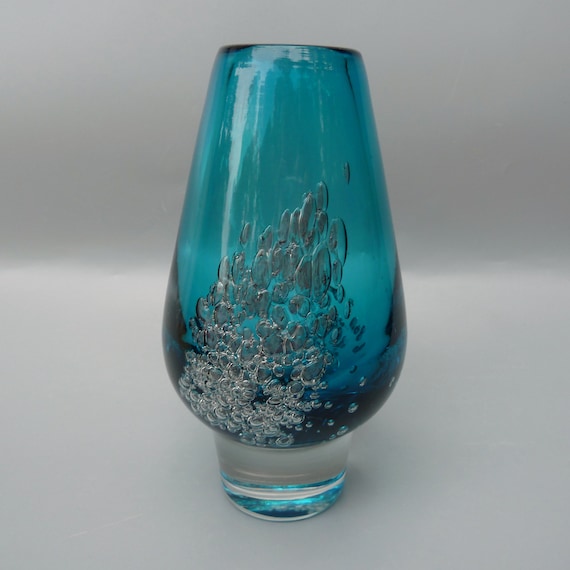 Unique Vintage Glass Vase with Bubbled Petal Base Unique Vintage Glass Vase with Bubbled Petal Base