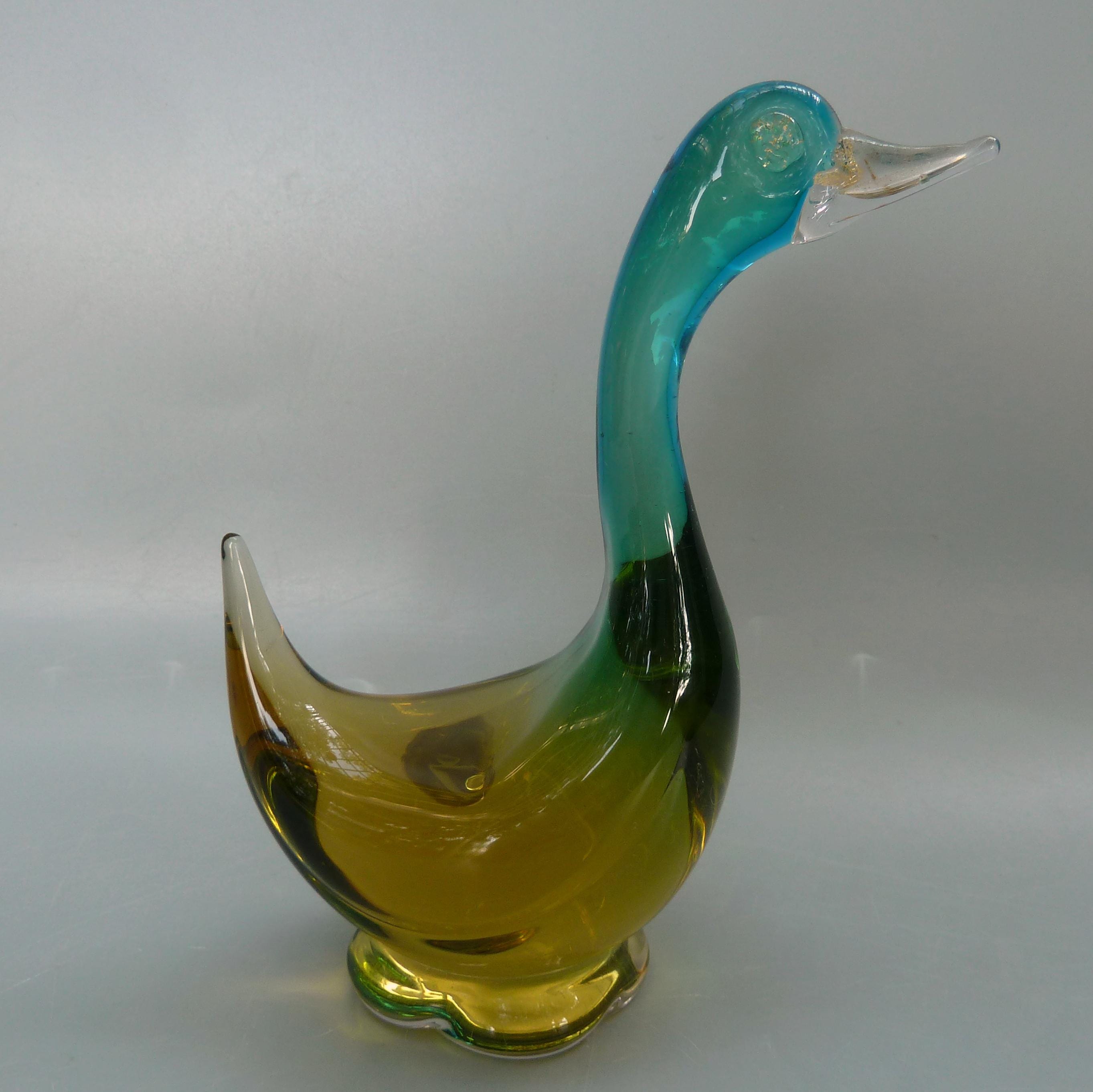 Vintage Alfredo Barbini for Weil Murano Glass Duck Figurine