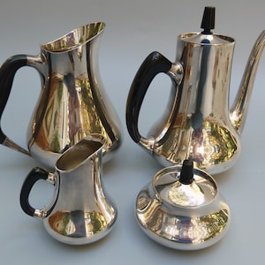 Cohr Denmark Silver Plate Tea Set, Hans Peter Jacobsen Tea Service,Danish Modern Coffee Service, Danish Silver,Mid Century Modern Coffee Set image 1