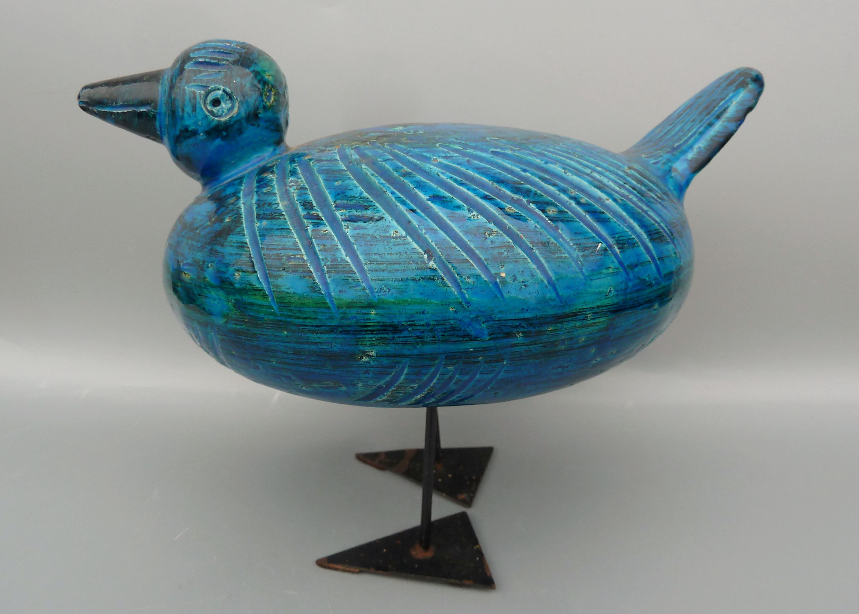 Bitossi Rimini Blue Bird Figurine, Aldo Londi Duck Figurine