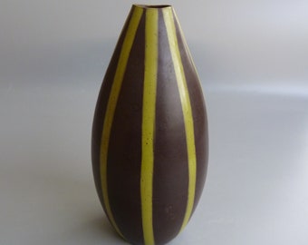 Aldo Londi Bitossi Vase, Bitossi Ceramic Vase,Bitossi Pottery Vase, Bitossi Striped Vase, Aldo Londi Ztaly Signed, Midcentury Modern Pottery
