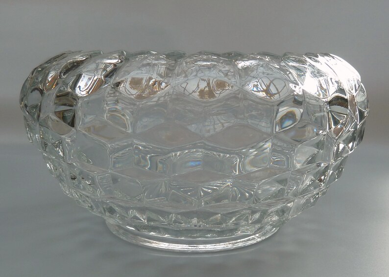 Fostoria American Clear Serving Bowl Fostoria Cubist Pattern Etsy