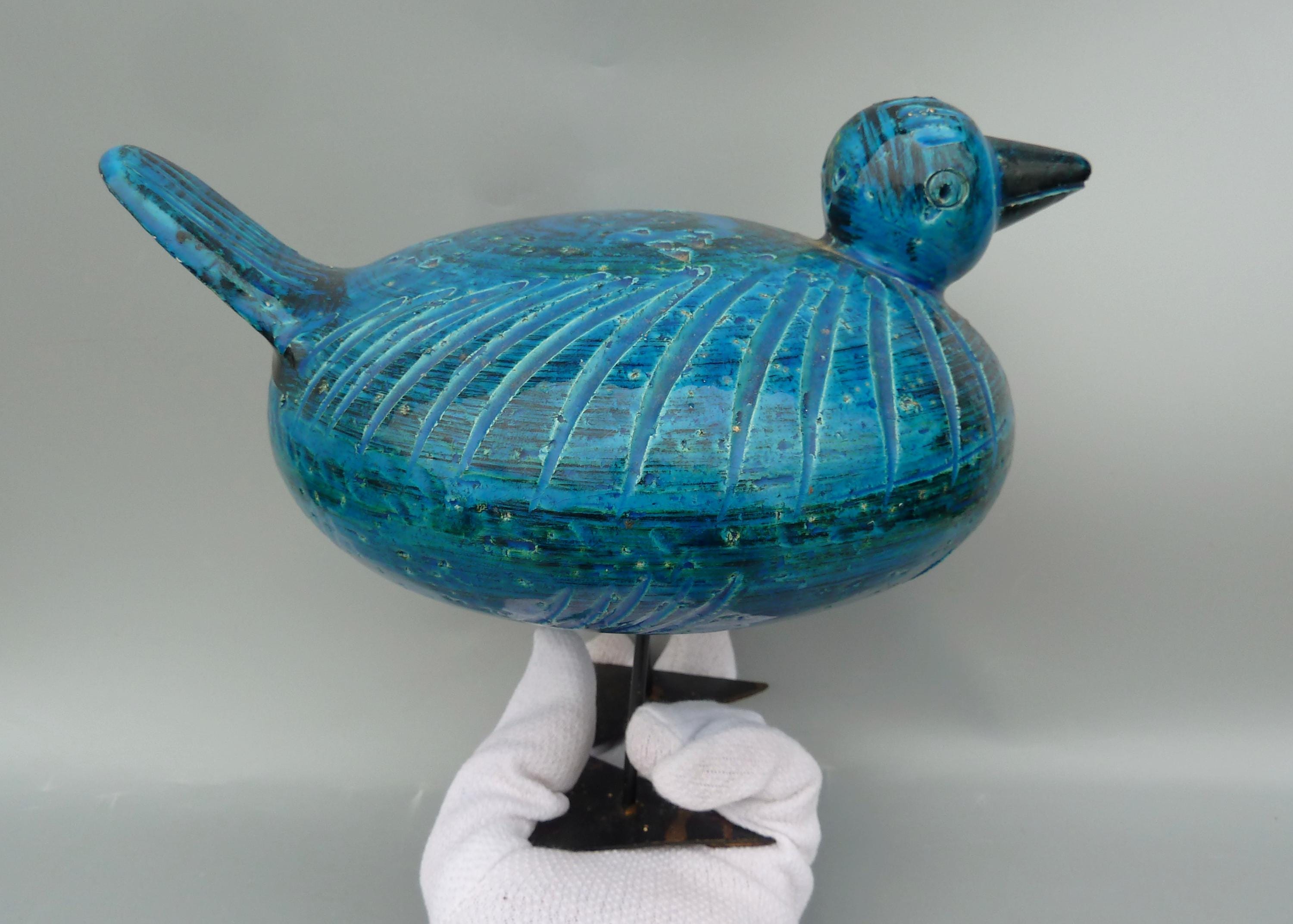 Bitossi Rimini Blue Bird Figurine, Aldo Londi Duck Figurine