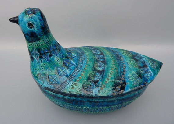 Bitossi ビトッシ Rimini Blu リミニブルー #76 Box 箱 Vintage Bitossi Rimini Blue Ceramic Lidded Bird Box #2314