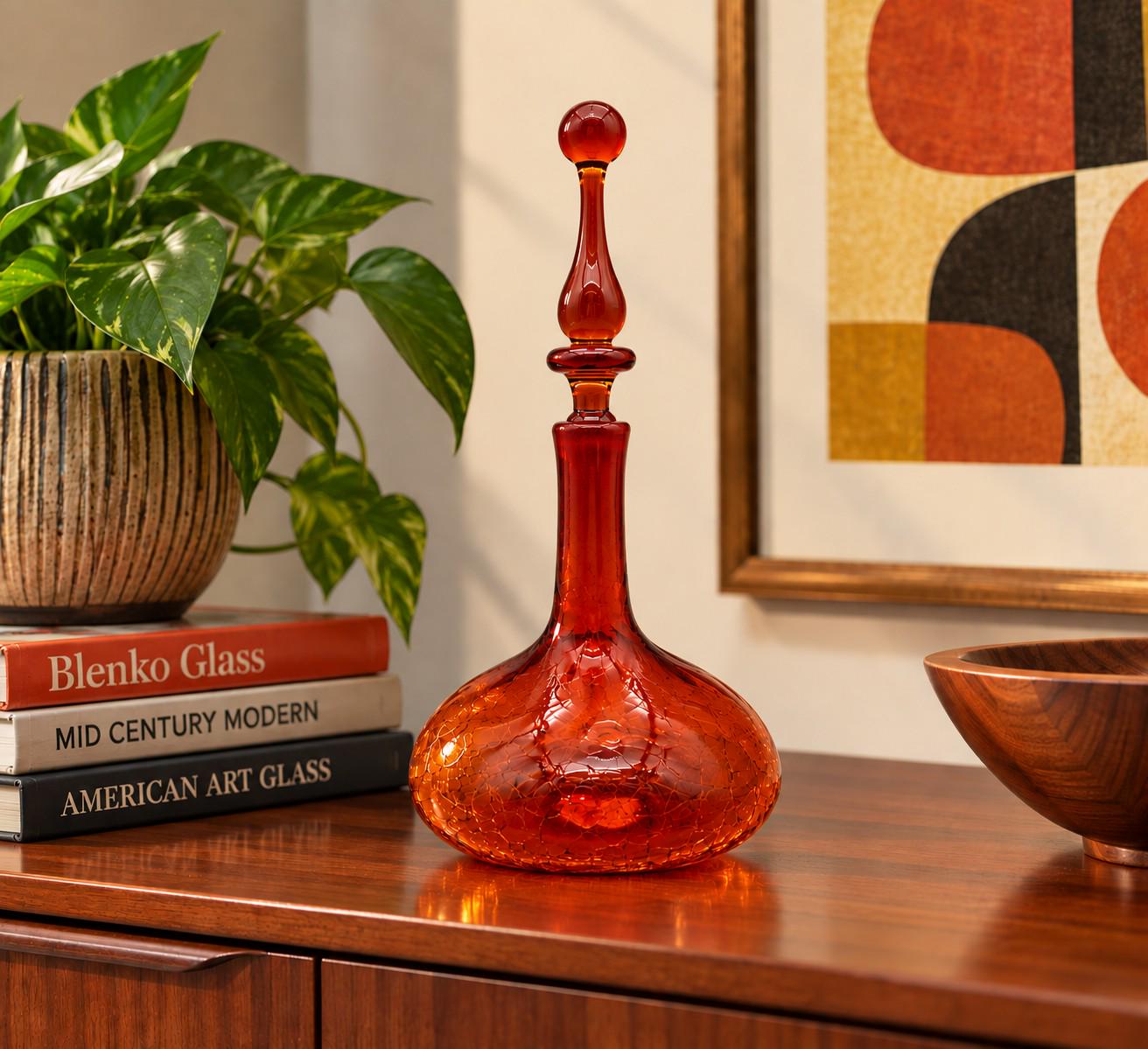 BLENKO アンバーガラス フラワーベース 花瓶 ヴィンテージ アメリカ家具 Vintage Blenko Glass Amberina - Etsy